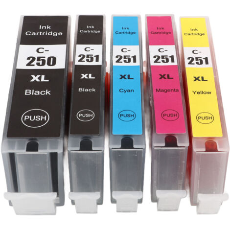 Cartouche d'encre 5 couleurs (BK BK C M Y) pour imprimante PIXMA - Recharge multi-couleurs 250‑251 - Accessoires imprimante