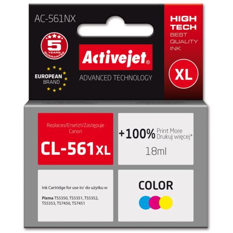 Cartouche d'encre Activejet AC-561NX pour imprimante Brother. Compatible avec Canon CL-561XL  qualité supérieure  18 ml  couleur