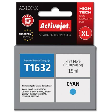 Cartouche d'encre Activejet AE-16CNX (remplace Epson 16XL T1632  Supreme  15 ml  cyan)