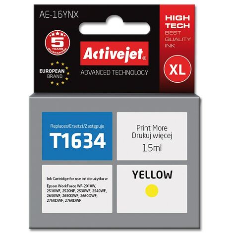 Cartouche d'encre Activejet AE-16YNX (remplace Epson 16XL T1634  Supreme  15 ml  jaune)