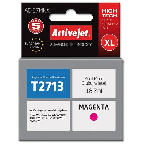 Cartouche d'encre Activejet AE-27MNX (remplace Epson 27XL T2713 Supreme 18 ml magenta)