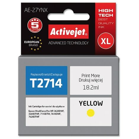 Cartouche d'encre Activejet AE-27YNX (remplace Epson 27XL T2714  Supreme  18 ml  jaune)