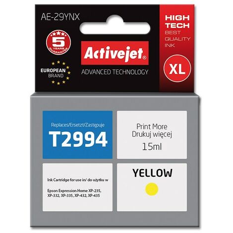 Cartouche d'encre Activejet AE-29YNX (remplace Epson 29XL T2994  Supreme  15 ml  jaune)