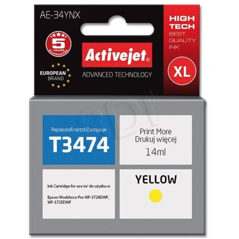 Cartouche d'encre Activejet AE-34YNX (remplace Epson 34XL T3474 Supreme 14 ml jaune)