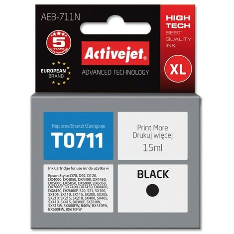Cartouche d'encre Activejet AEB-711N (remplacement pour Epson T0711, T0891, T1001 Supreme 15 ml noir)