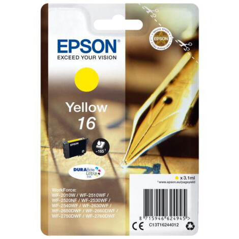 Cartouche d'encre EPSON 16 Jaune - Technologie d'impression Jet d'encre - Rendement jusqu'a 165 pages