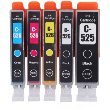 Cartouche d'encre haute capacité - Pack combo 5 couleurs (Noir, Cyan, Magenta, Jaune) pour imprimantes Canon PIXMA IP4850, IP4950, IX6550