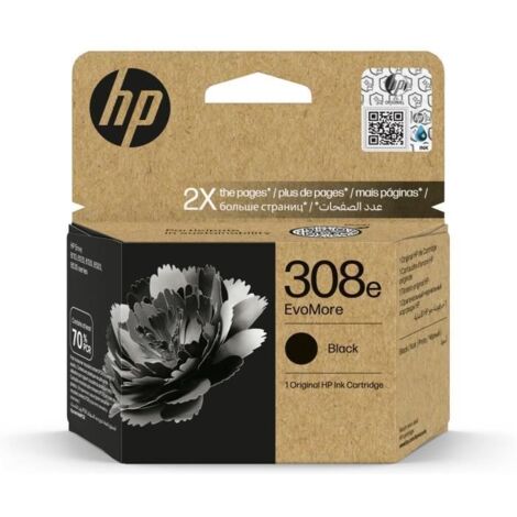 Cartouche d'encre HP 308e authentique Noir EvoMore (7FP22UE) pour HP Envy 6110, 6120, 6130, 6520, 6530