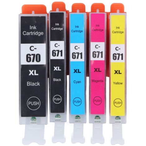 Cartouche d'encre multicolore de rechange pour imprimante PIXMA - 5 couleurs (Noir, Noir, Cyan, Magenta, Jaune)