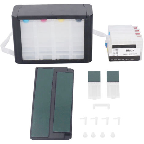 Cartouche d'encre rechargeable 4 couleurs à puce permanente pour HP 950BK 951, sans fuite, système d'alimentation continue