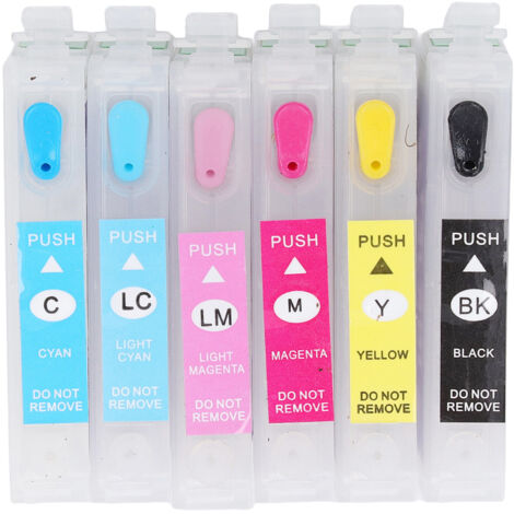 Cartouche d'encre rechargeable à puce permanente - 6 couleurs pour imprimantes T0981 à T0986