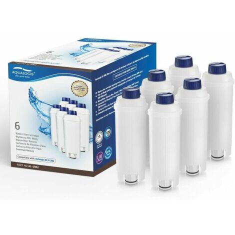 Cartouche filtrante à eau pour machine à café avec adoucisseur à charbon actif, compatible avec Delonghi ECAM, Esam, ETAM, BCO, EC. Produit Lot de 6