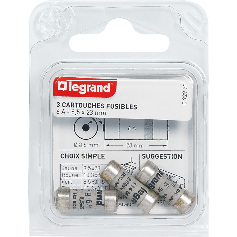 Lot de 3 fusibles c&eacute;ramique 6 A, 8.5 x 23 mm c&eacute;ramique