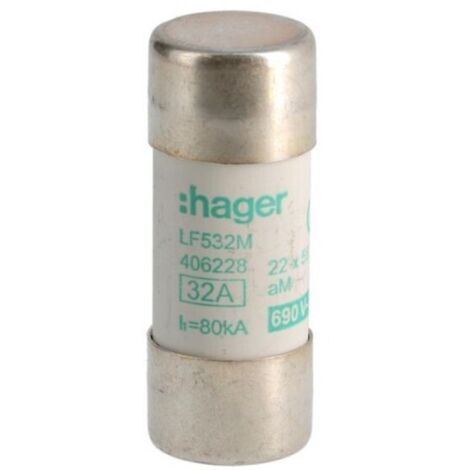 Cartouche fusible pour applications industrielles 22x58 aM 32A - HAGER LF532M
