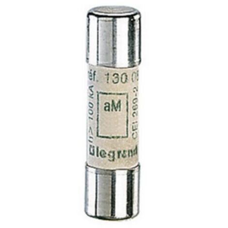 Cartouche industrielle cylindrique type aM 10x38mm sans voyant 0,25A LEGRAND 013092