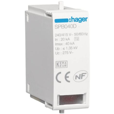 Cartouche L-N Uc 275V In 20kA Imax 40kA Up 1,35kV - HAGER SPB040D