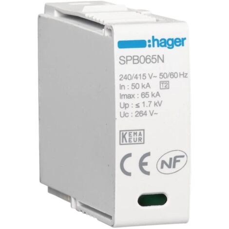 Cartouche N-PE Uc 260V In 20kA Imax 65kA Up 1,5kV - HAGER SPB065N