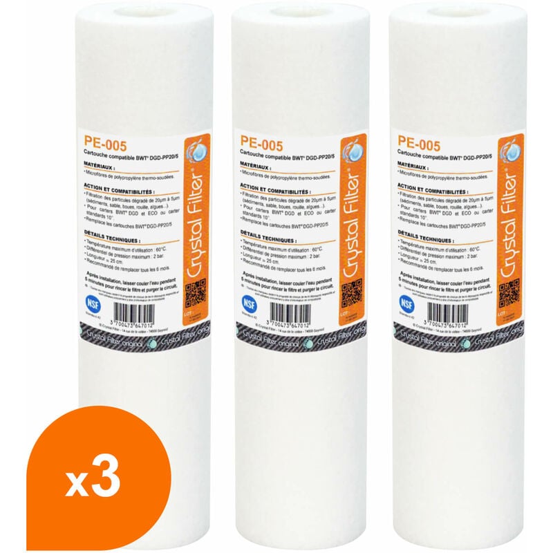 Cartouche PE-005 Crystal Filter lot de 3)