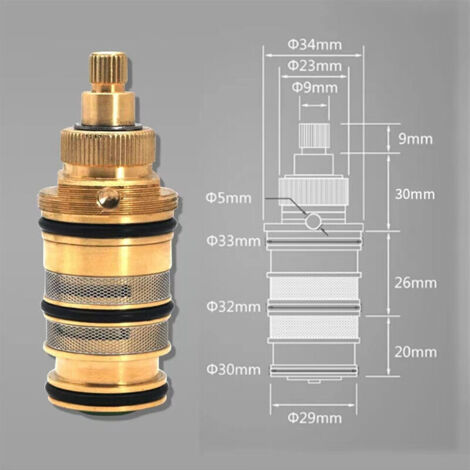 Cartouche Thermostatique et PoignéE en Laiton pour le Bain Douche pour Mitigeur MéLangeur Barre de Douche Robinet MéLangeur Douche Cartouche MéLangeur