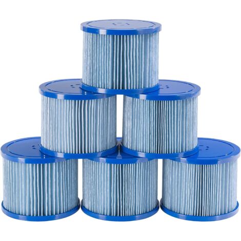 Lot de 6 cartouches de filtre pour piscine – Dimensions 78x100mm – Filtration antimicrobienne – Compatible spas Arebos