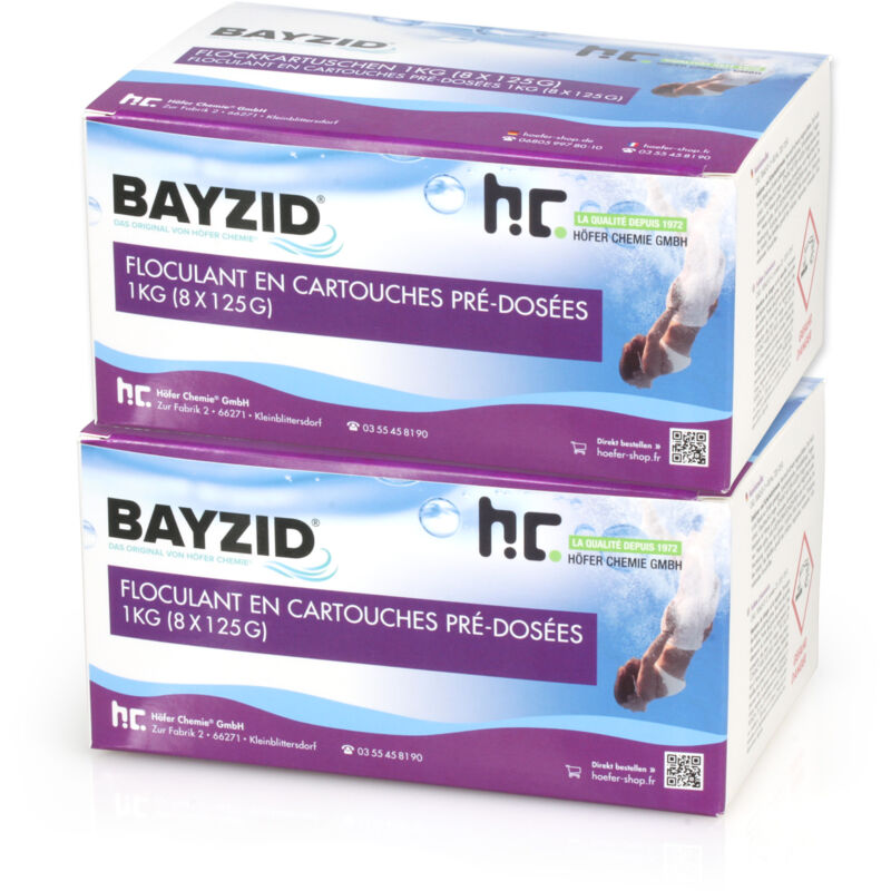 2 x 1 kg BAYZID® Cartouches de floculant pré-dosées (8x 125g)
