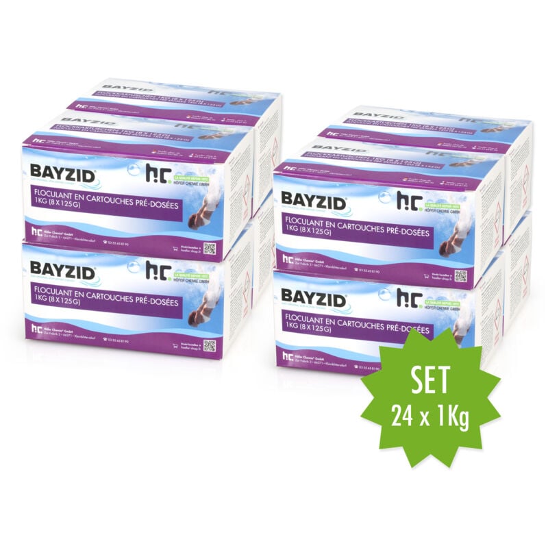 24 x 1 kg BAYZID® Cartouches de floculant pré-dosées (8x 125g)
