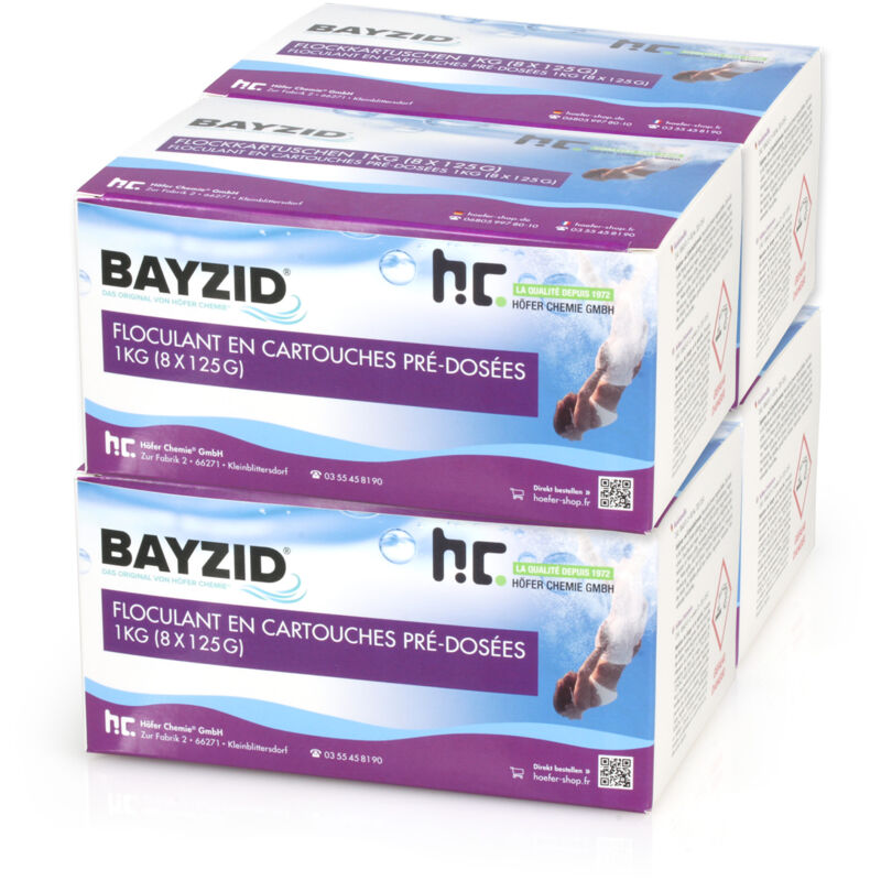 Höfer Chemie - 4 x 1 kg BAYZID® Cartouches de floculant pré-dosées (8x 125g)