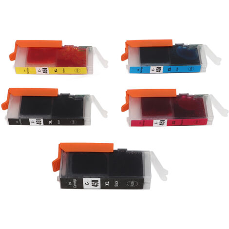 Cartouches d'encre compatibles pour imprimantes PIXMA MG5440 MG5540 MG5640 MG6340 MG6440 MG6640 MG7140 - Lot 5 couleurs (Noir, Noir, Cyan, Magenta, Jaune)
