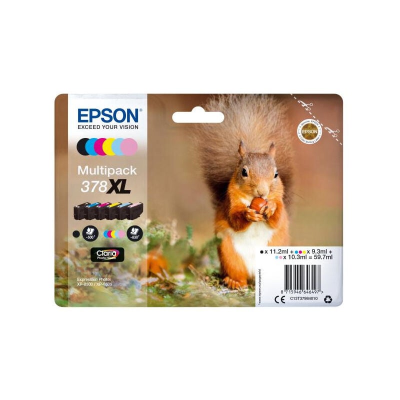 Cartouches d'encre Epson Multipack 378 XL - Noir, Jaune, Cyan, Magenta, Magenta clair, Cyan clair