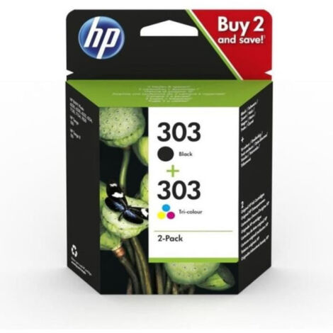 Cartouches d'encre HP 303 - Pack de 2 - Noir et Couleurs - 3YM92AE - Envy Photo 6220/6230/6232, Tango/TangoX
