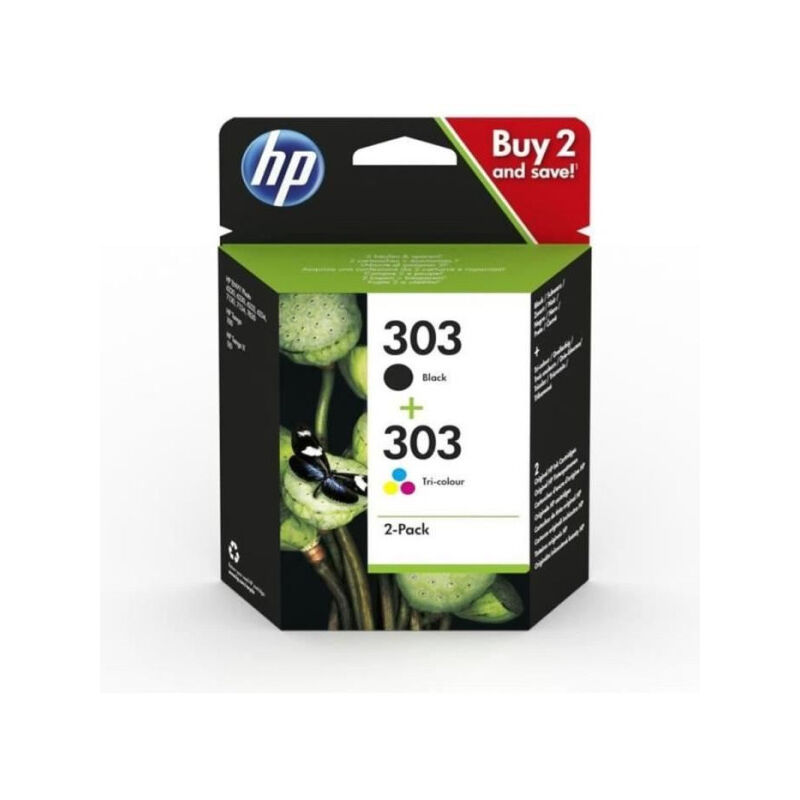 Hewlett Packard - Cartouches d'encre hp 303 - Pack de 2 - Noir et Couleurs - 3YM92AE - Envy Photo 6220/6230/6232, Tango/TangoX