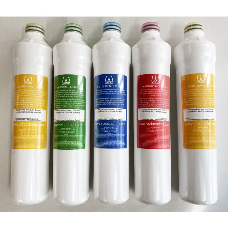 Vizio - Cartouches filtrantes de remplacement x 1 an pour le systeme filtration art. VZFILT0400 - Cartouches de remplacement 5 pièces