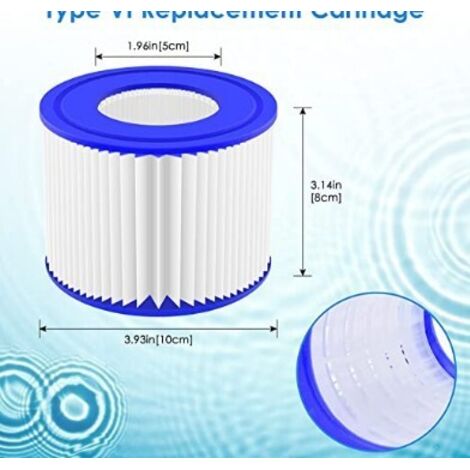 Cartouches filtrantes dédiées Bestway VI/Lay-Z-Spa Miami  Filtre à charbon actif double effet amélioré (paquet de 2)  Filtration haute efficacité adaptée aux spas/jacuzzis gonflables