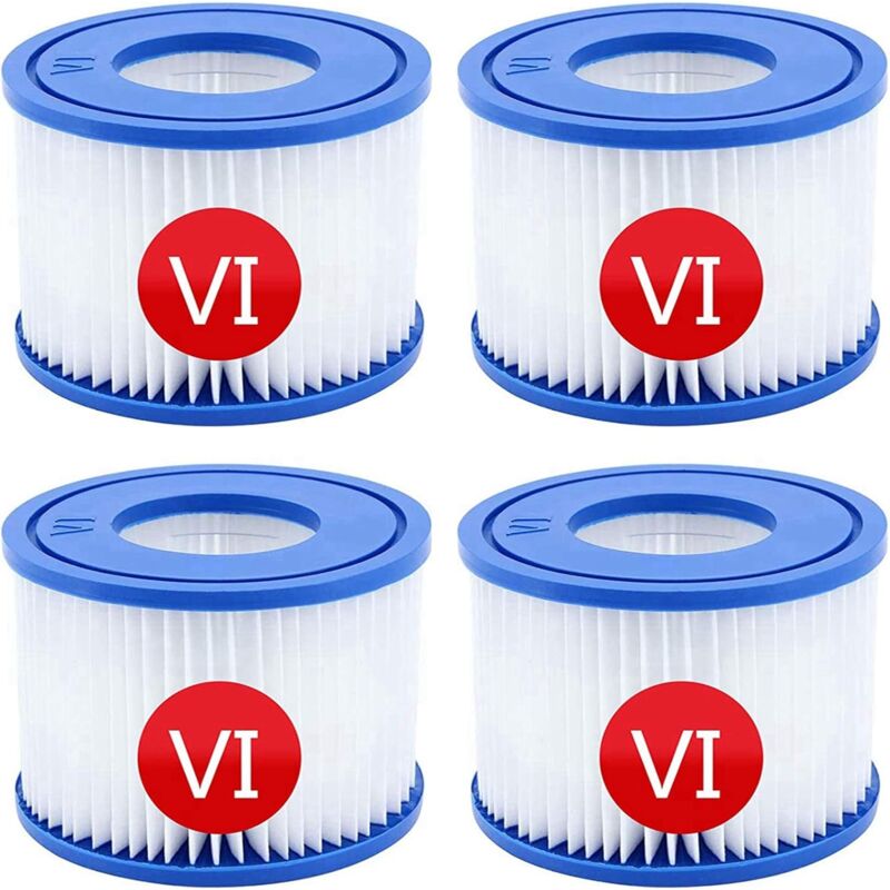 Cartouches de filtre de piscine pour Bestway vi pour Lay-Z-Spa Miami, lot de 4 filtres, filtres de filtre de nettoyage de piscine