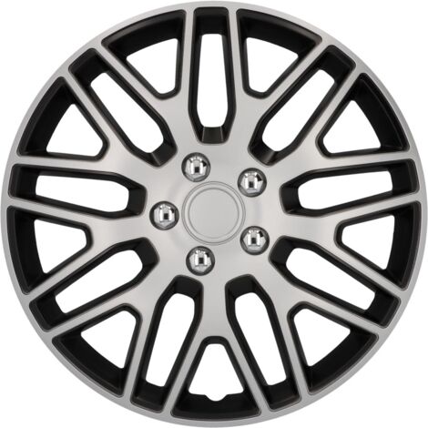 Cartrend Radzierblende Branch 38 cm (15 Zoll) silber schwarz 4 stück Radkappe