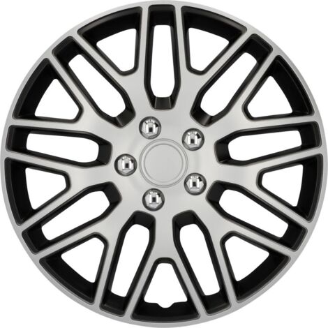 Cartrend Radzierblende Branch 40 cm (16 Zoll) silber schwarz 4 Stück Radkappe