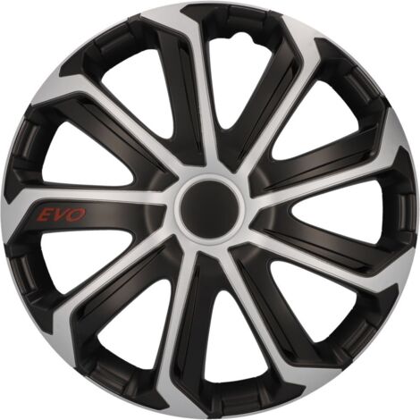 Cartrend Radzierblende EVO 40 cm (16 Zoll) silber schwarz 4 stück Radkappe