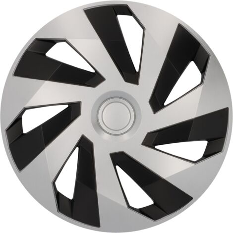 Cartrend Radzierblenden Flow 40 cm (16 Zoll) silber schwarz 4 Stück Radkappe