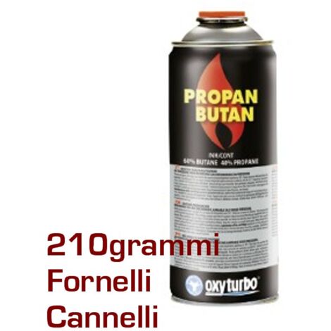 CARTUCCIA BOMBOLA BOMBOLETTA GAS PROPANO BUTANO 210 gr VALVOLA Cannello e Fornel
