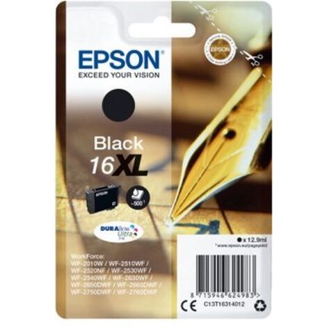Cartuccia di Inchiostro Originale Epson Pen e Crossword C13T16314022 Nero 16XL per WorkForce WF-2010W WF-2510WF WF-2520NF WF-2530WF