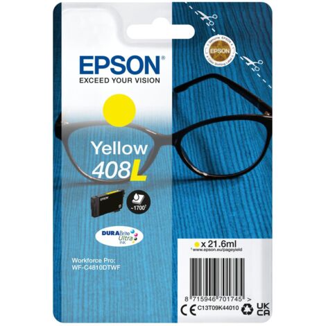 Cartuccia d'inchiostro originale Epson 408L Giallo XL, inchiostro DURABrite Ultra ad alta resa per stampanti Epson