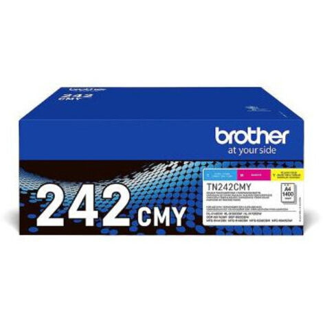 Cartuccia Toner Brother TN-242CMY a Colori Cyan, Magenta e Giallo, 1.400 Pagine, Confezione da 3 Pezzi