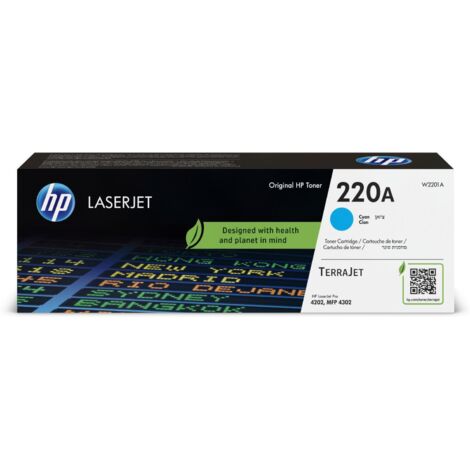 Cartuccia toner cyan originale HP 220A (W2201A) compatibile con stampanti HP LaserJet Pro 4202 e 4302