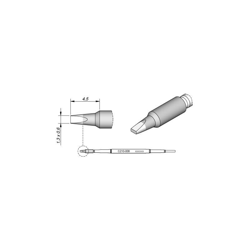 

Cartucho Punta Cincel 0,6x1,3mm 4,5mm T210 - JBC