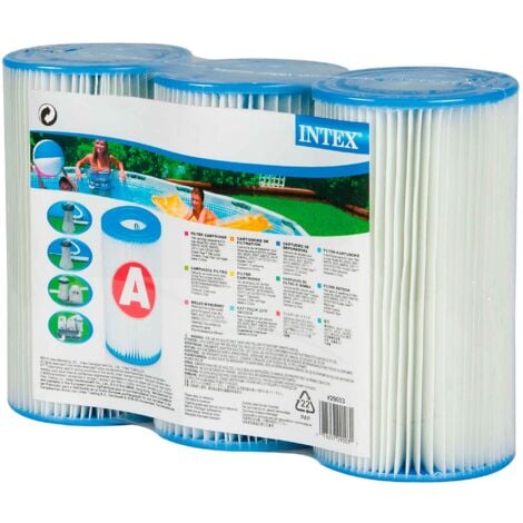 Cartucho de filtración Intex, tipo A de Dacron  200x110mm Paquete de 3 cartuchos