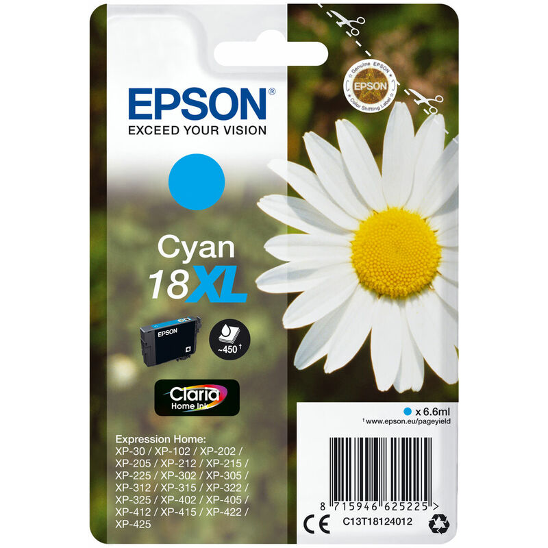 

Cartucho de Tinta Original EXPRESION HOME T18XL Cian - Epson