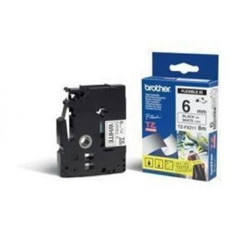 Cartucho de Tinta Original Brother TZe-FX211 6 mm Negro Negro/Blanco