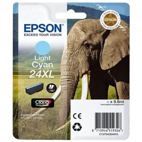 Cartucho de Tinta Original Epson nº24 XL Alta Capacidad/ Cian Claro