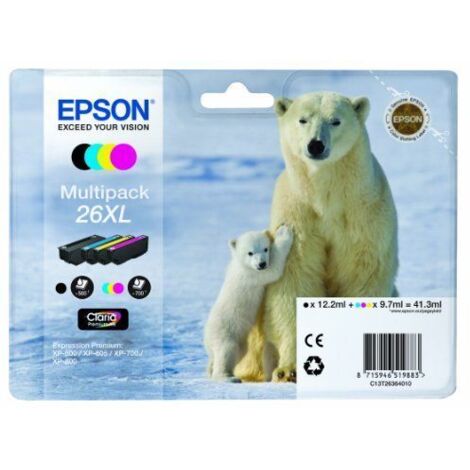 Cartucho de Tinta Original Epson nº26 XL Alta Capacidad Multipack/ Negro/ Cian/ Amarillo/ Magenta