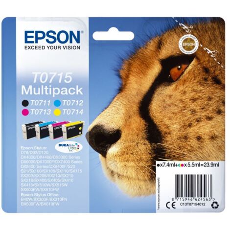Cartucho de Tinta Original Epson T0715 Multicolor Amarillo Negro Cian Magenta